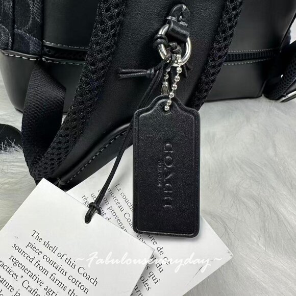 Coach Men's Sprint Backpack In Signature Denim In Silver/Black CAJ57  $745 - Picture 10 of 14